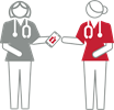 User 1 handing mobile device to user 2